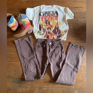 Greta van fleet band t shirt beige size XS